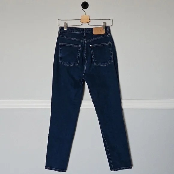 H&M Mom Jeans Ultra High Waist &Denim Blue 4 Button Fly - Picture 4 of 13